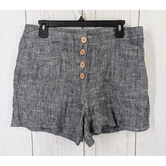 Maurices Size 10 Gray Linen Button Womens Casual Work‎ Shorts - Picture 1 of 8
